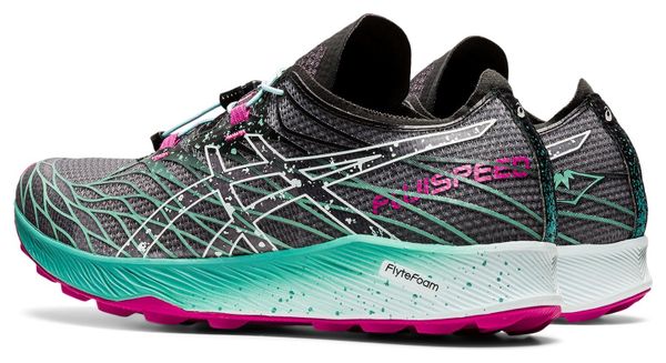 Zapatillas de trail Asics FujiSpeed para mujer, negro, verde y rosa