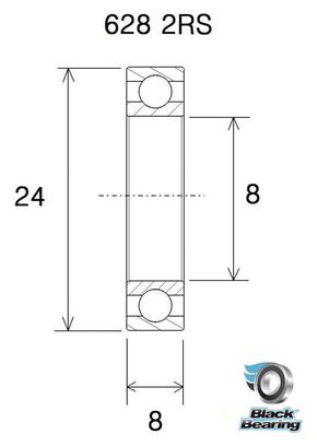 Zwart lager B5 628-2RS 8 x 24 x 8