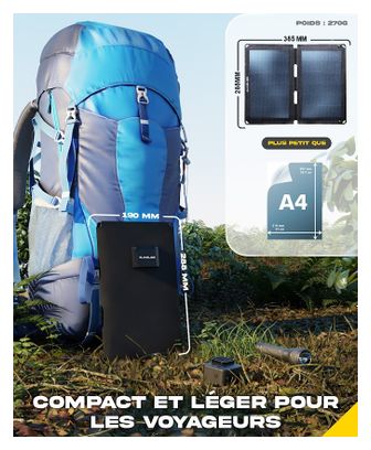 Panneau Solaire Portable Sunslice Fusion FLEX 12 12W Pliable et Flexible Noir