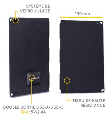 Panneau Solaire Portable Sunslice Fusion FLEX 12 12W Pliable et Flexible Noir