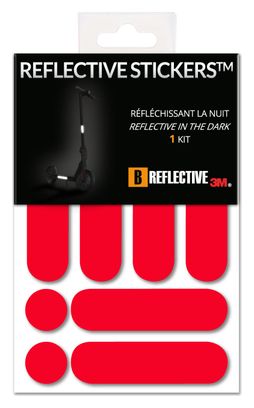 B REFLECTIVE 3M® E-RIDE STANDARD™  Kit de stickers réfléchissants colorés pour 2 Trottinettes  Gyroroues et autres EDPM  3M Technology™  rouge