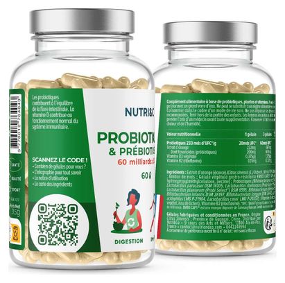 Probiotiques & Prébiotiques - 60 milliards d'UFC - 60 gélules