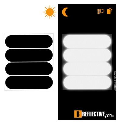 B REFLECTIVE Eco STANDARD  (Lot de 6) Kit 4 autocollants réfléchissants  8 5 x 2 7 cm  Noir