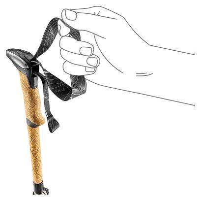 Bastones de senderismo plegables Leki Makalu FX Carbon AS Compact, beige/blanco/negro, 100-120 cm