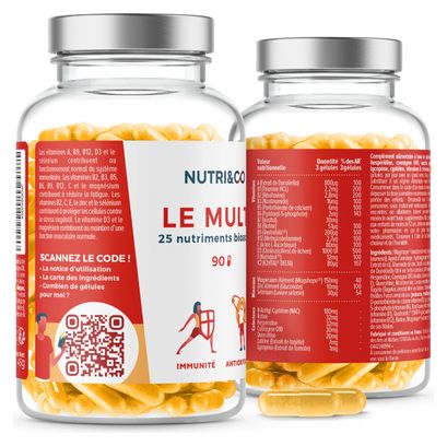 MULTIVITAMINES ET MINERAUX - 25 NUTRIMENTS BIO-ACTIFS - 90 GELULES