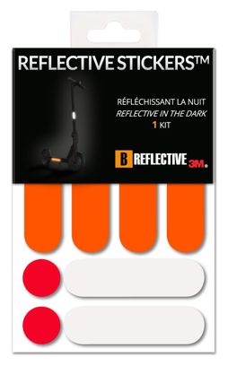 B REFLECTIVE 3M® E-RIDE STANDARD™  Kit de stickers réfléchissants tricolores homologués pour 2 Trottinettes  Gyroroues et autres EDPM  3M Technology™