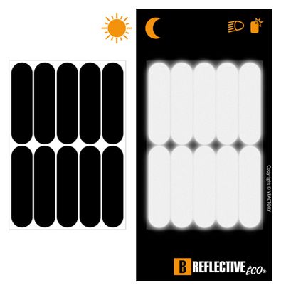 B REFLECTIVE Eco BASIC  (lot de 6) Kit 10 autocollants rétro réfléchissants  Visibilité de nuit  Adhésif universel  Stickers pour vélo / poussette / casque / jouets  Bandes 7 x 1 8 cm  Noir