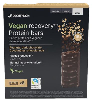 Barres Protéinées Vegan Decathlon Nutrition Cacahuètes/Chocolat - 6x60g