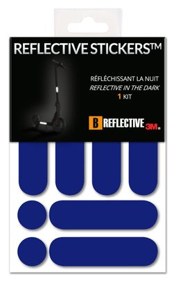 B REFLECTIVE 3M® E-RIDE STANDARD™  Kit de stickers réfléchissants colorés pour 2 Trottinettes  Gyroroues et autres EDPM  3M Technology™  bleu foncé