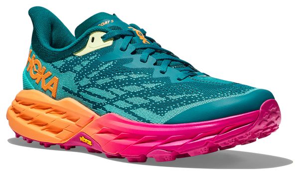 Hoka Speedgoat 5 Blue Orange Pink Trail Running Shoes