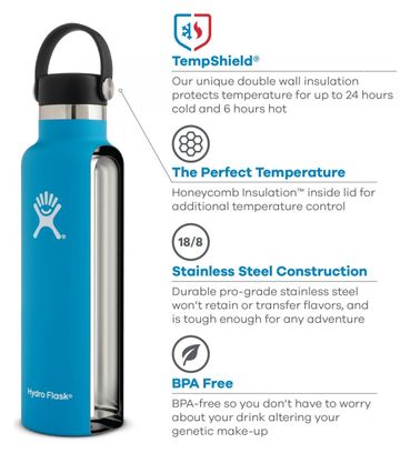 Gourde Isotherme Hydro Flask Standard Mouth With SFC 532 ml Bleu Rain