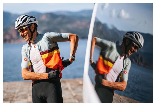 Maglia Castelli A Blocco a manica corta Verde/Arancio
