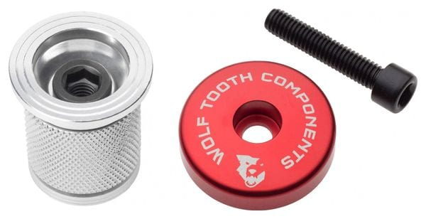 Wolf Tooth Compression Plug with Integrated Spacer Stem Cap 1 1/8" Red