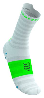 Chaussettes Compressport Pro Racing V4.0 Ultralight Run High Blanc/Bleu/Vert