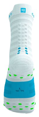 Chaussettes Compressport Pro Racing V4.0 Ultralight Run High Blanc/Bleu/Vert
