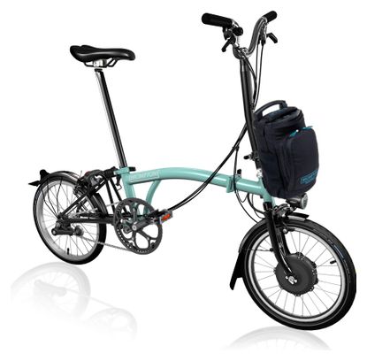 Brompton C-Line Explore Bicicleta Electrica Plegable Manillar Alto 300 Wh Turco verde - Producto Renovado