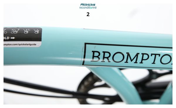 Brompton C-Line Explore Bicicleta Electrica Plegable Manillar Alto 300 Wh Turco verde - Producto Renovado
