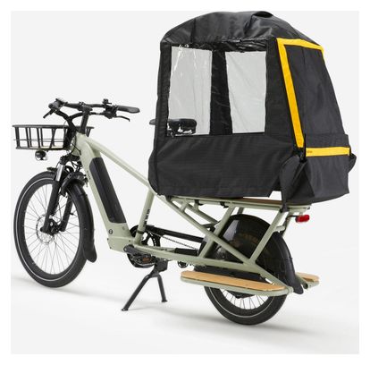 Tente de Protection de Pluie Réflective Btwin pour Vélo Cargo Longtail R500E Noir