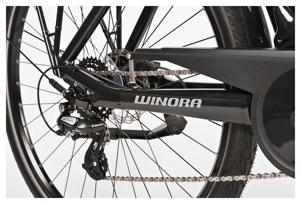 Bicicleta eléctrica urbana Winora Tria X7 Low Shimano Altus 7V 500 Wh 700 mm Negro