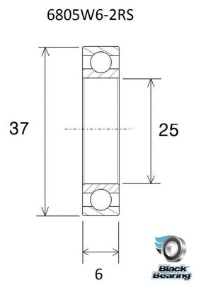 Black Bearing Ceramic Bearing 61805-2RS W6 25 x 37 x 6 mm