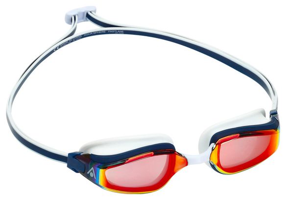 Aquasphere Fastlane Swim Goggles Blue/White - Red Mirror Lenses