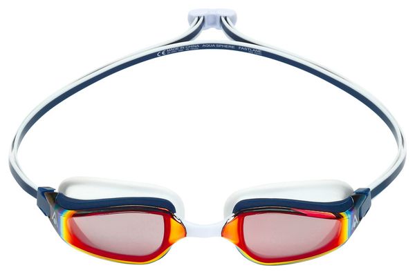 Aquasphere Fastlane Swim Goggles Blue/White - Red Mirror Lenses