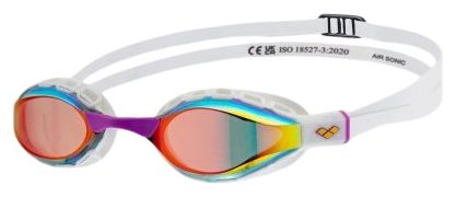 Gafas de natación Arena con cristales espejados Air Sonic Mirror dorados y blancos