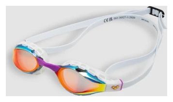 Gafas de natación Arena con cristales espejados Air Sonic Mirror dorados y blancos