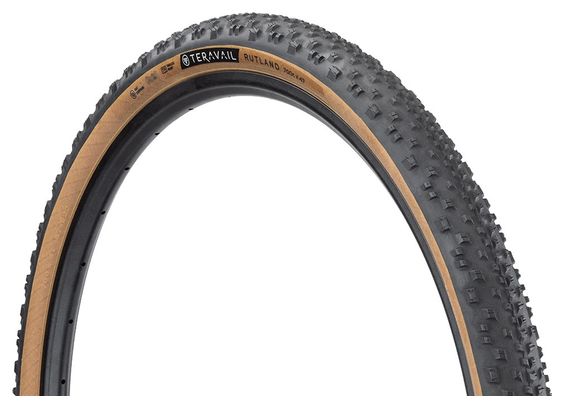 Pneu Gravel Teravail Rutland 700 mm Tubeless Ready Souple Durable Bead-to-Bead Flancs Beiges Tan