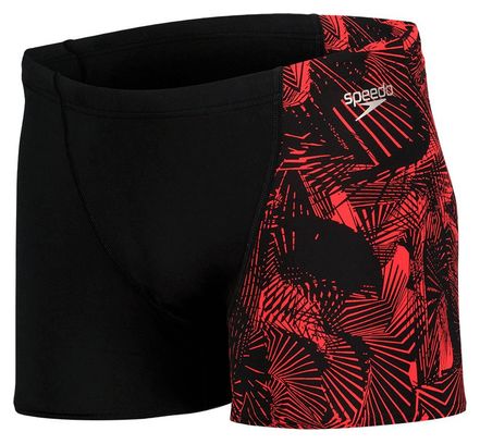 Speedo Allover V-cut Aquashort Boxer Swimsuit Black Red