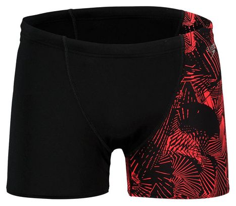 Costume da bagno boxer Speedo Allover con taglio a V Aquashort nero rosso