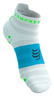 Compressport Pro Racing V4.0 Ultralight Run Low sokken Wit/Blauw/Groen