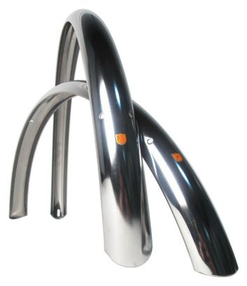 Pair of VéloOrange Mudguards 26'' Stainless Steel Fenders 60mm Silver