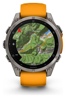 Garmin Fēnix 8 AMOLED - 47 mm Saffier Titanium GPS horloge met siliconen band Spark Orange/Graphite