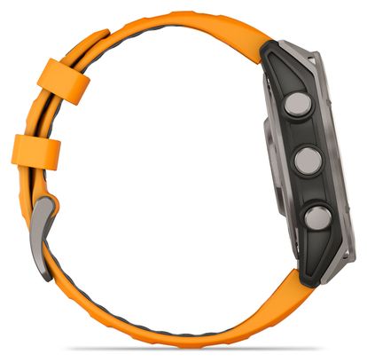 Garmin Fēnix 8 AMOLED - 47 mm Saffier Titanium GPS horloge met siliconen band Spark Orange/Graphite