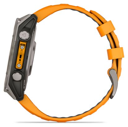 Garmin Fēnix 8 AMOLED - 47 mm Saffier Titanium GPS horloge met siliconen band Spark Orange/Graphite