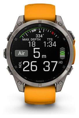 Garmin Fēnix 8 AMOLED - 47 mm Saffier Titanium GPS horloge met siliconen band Spark Orange/Graphite