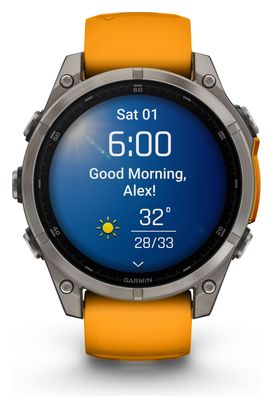 Garmin Fēnix 8 AMOLED - 47 mm Saffier Titanium GPS horloge met siliconen band Spark Orange/Graphite