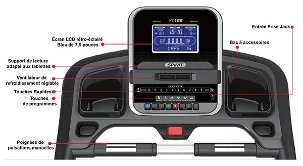 Tapis de course Motorisé 19 KM/H  XT285 - Spirit Fitness