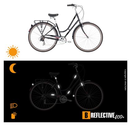 B REFLECTIVE Eco MULTI  Kit 12 autocollants rétro réfléchissants  Visibilité de nuit  Adhésif universel  Stickers pour Vélo / Casque / Poussette / Jouets  Noir