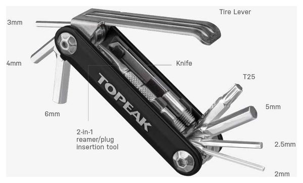 TOPEAK Multitool Tubi 11 Funzioni Nero