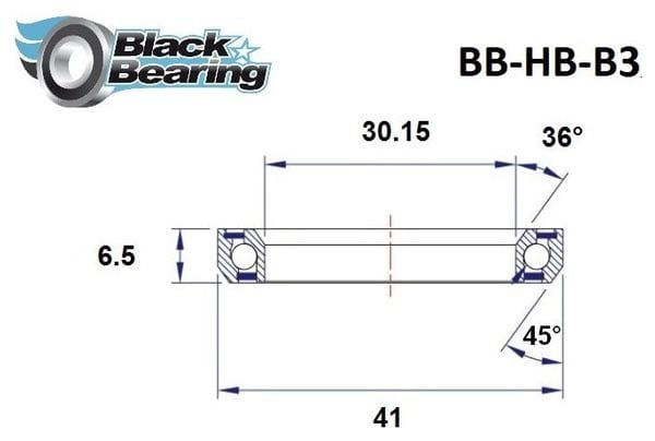 Black bearing - B3 - Roulement de jeu de direction 30.15 x 41 x 6.5 mm 36/45°