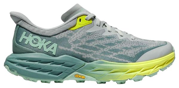 Hoka Speedgoat 5 Grey Green Yellow Women's Trail Running Shoes