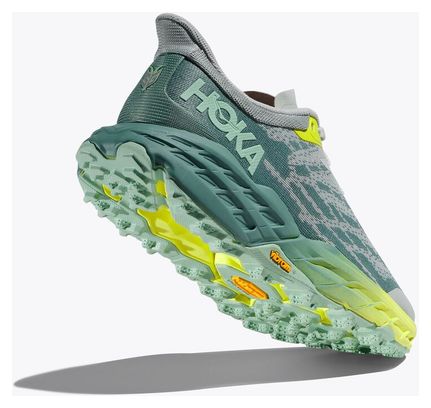 Hoka Speedgoat 5 Grey Green Yellow Women's Trail Running Shoes