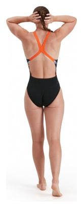 Costume da bagno donna End+ Placem Dig Powerb nero arancione