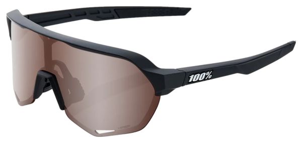 Brille 100% S2 Soft Tact Schwarz - HiPER Linse Verspiegeltes Crimson Silver