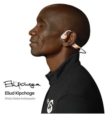 Casque à conduction osseuse Shokz OpenRun Pro 2 USB-C Blanc/Orange Edition Kipchoge