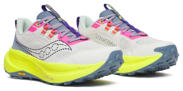 Zapatillas Trail Saucony Xodus Ultra 4 Blanco/Amarillo Mujer