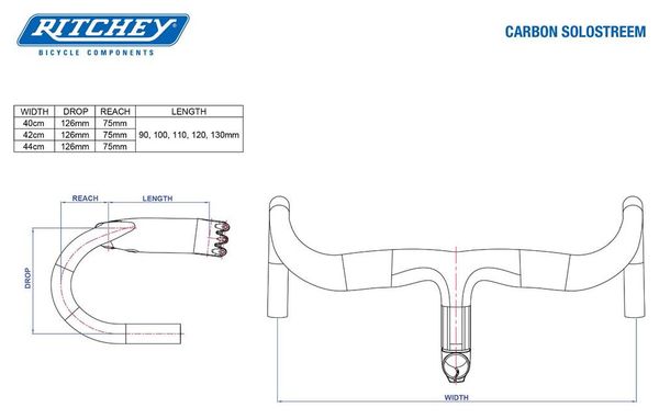 Combo Stuurpen Ritchey WCS Carbon Solostreem 440 mm Zwart