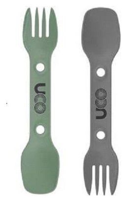 SPORK Lot de 2 couverts 3 en 1 cuillère-fourchette-couteau - noir et kaki